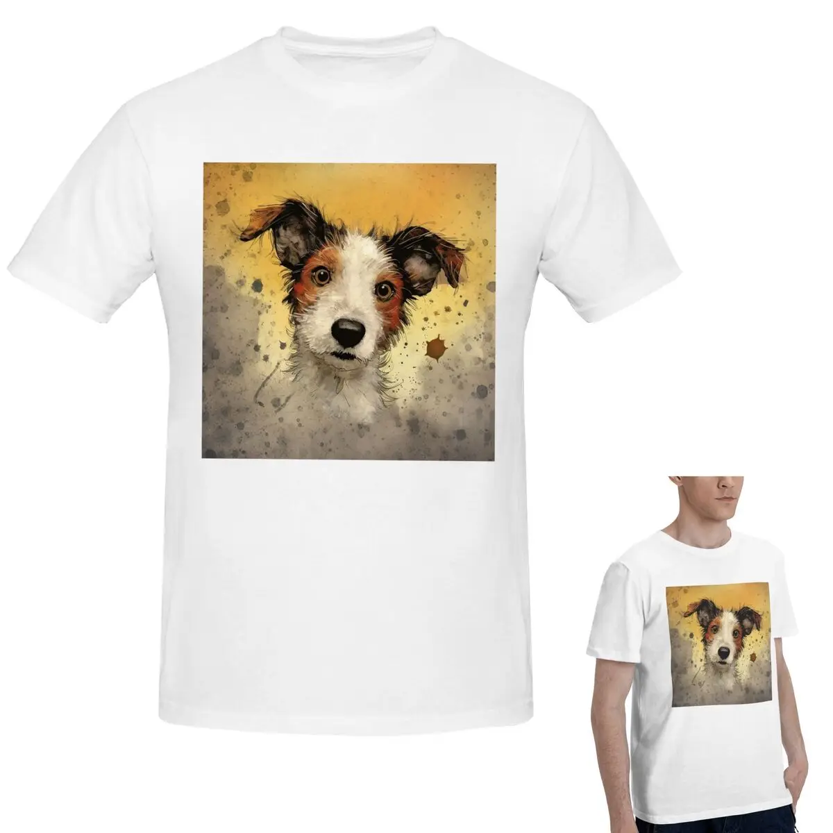 

Футболка из 100% хлопка с собакой Джек Рассел-терьером (2) Мужская модная футболка большого размера Мужские летние рубашки с круглым вырезом Топы S-6XL