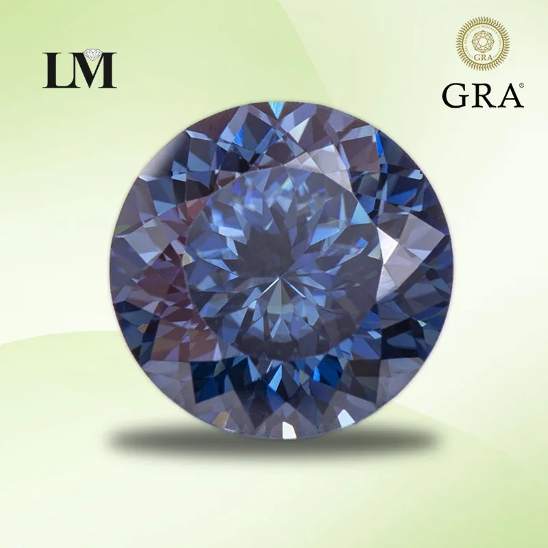 

Moissanite Stone Round Shape 100 Faces Cut Royal Blue Natural Color Top Charms Jewelry Making Material With GRA Certificate