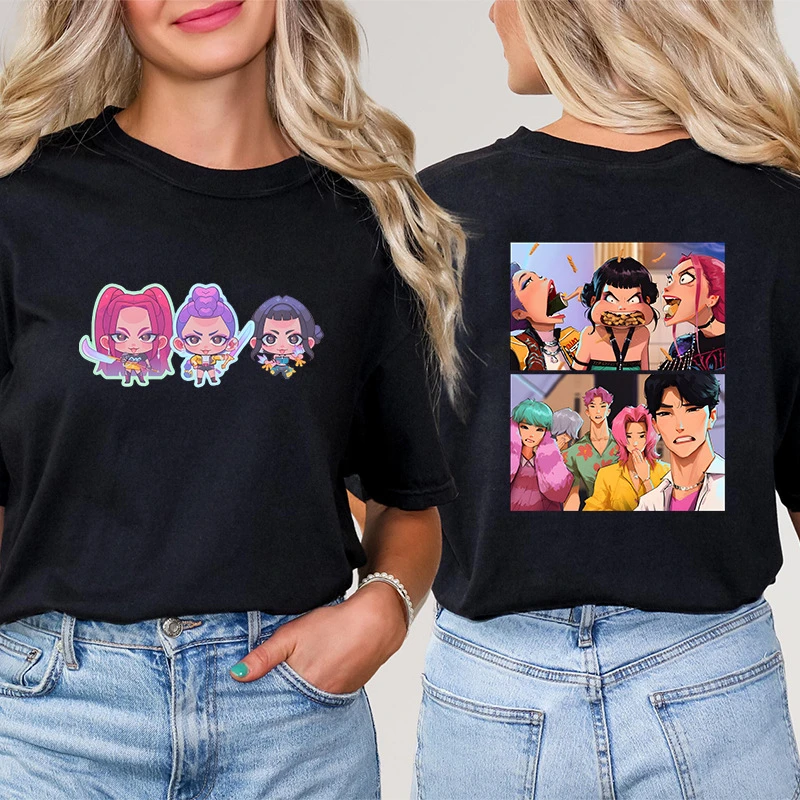 

Women T-Shirt Kpop Demon Hunter HuntrX Graphic Y2k Tops Fashion Korean Harajuku Short Sleeve Tees Aesthetic Female Clothing