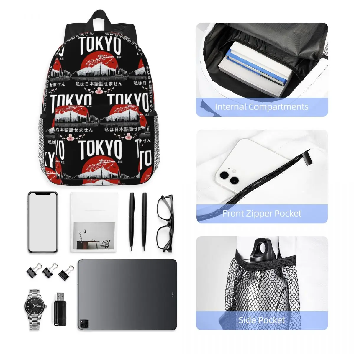 Tokyo - I Don't Speak Japanese White Version Backpack Hot Sale Daypack Large Capacity Boy Girl BookBag Shoulder Bags School Bag