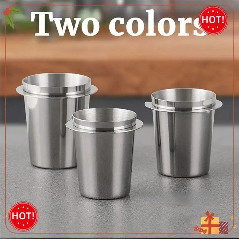 كوب جرعات القهوة ABLE-Silver 58 مم، كوب قهوة من الفولاذ المقاوم للصدأ، كوب نقل من الفولاذ المقاوم للصدأ، جامع مسحوق عالمي سهل الاستخدام