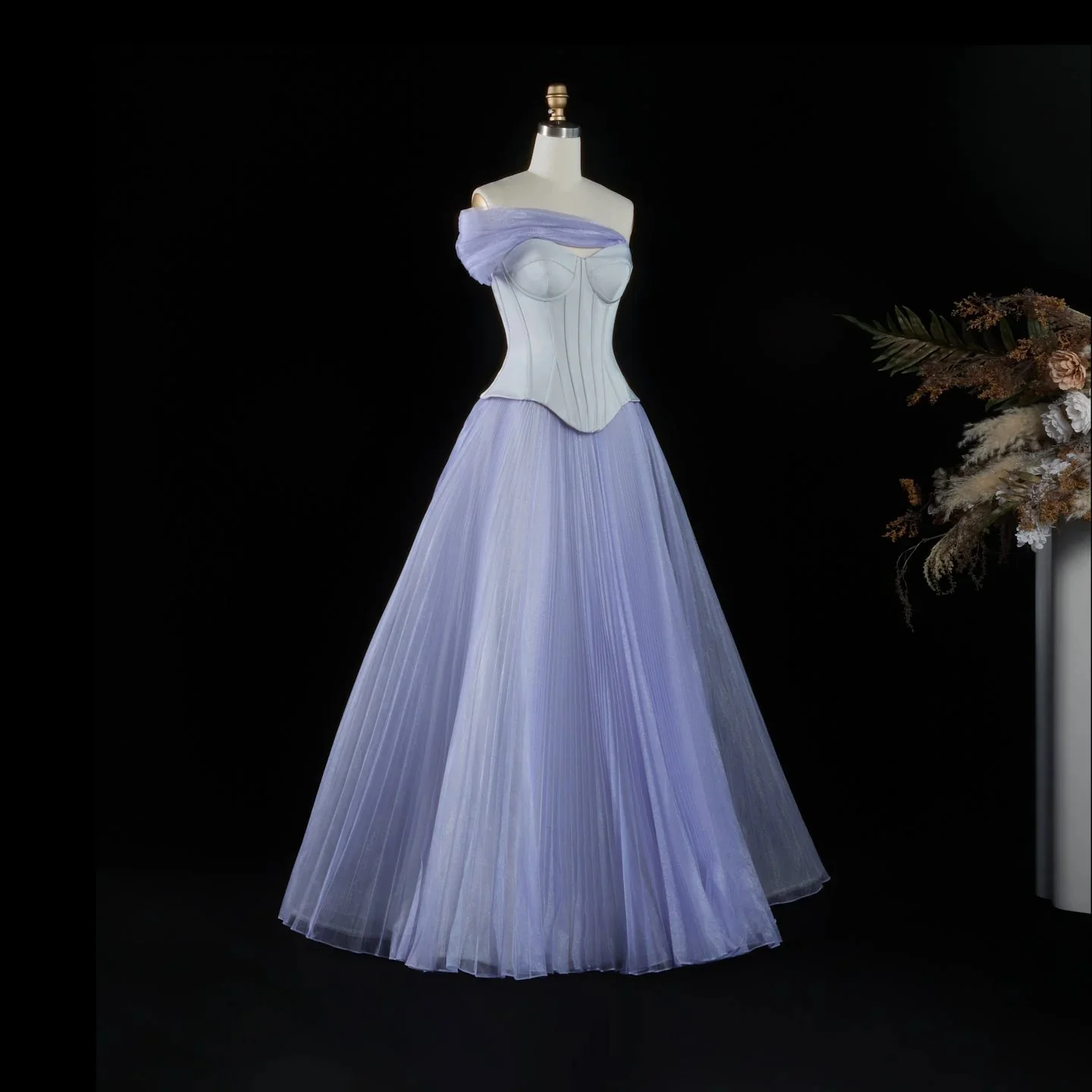 Elegant Lavender One Shoulder A-Line Evening Dress Sweetheart Neck Women Wedding Formal Gown Corset Evening Dress  Customized