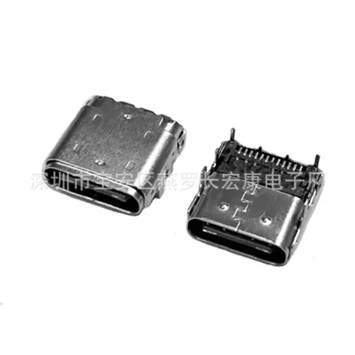 For USB TYPE-C 24pin female seat, front plug and rear sticker, six-pin DIP + SMT double package