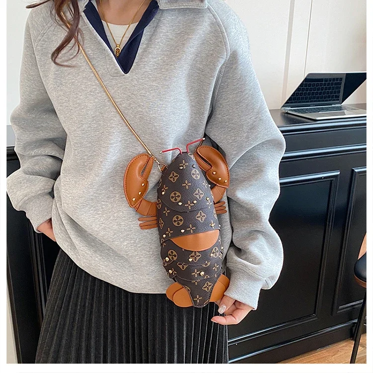 

Lobster Shape Cute Cartoon Bag Designer Women Bag Luxury Fashion Versatile Shoulder Crossbody Purse For Daily Use Trendy
