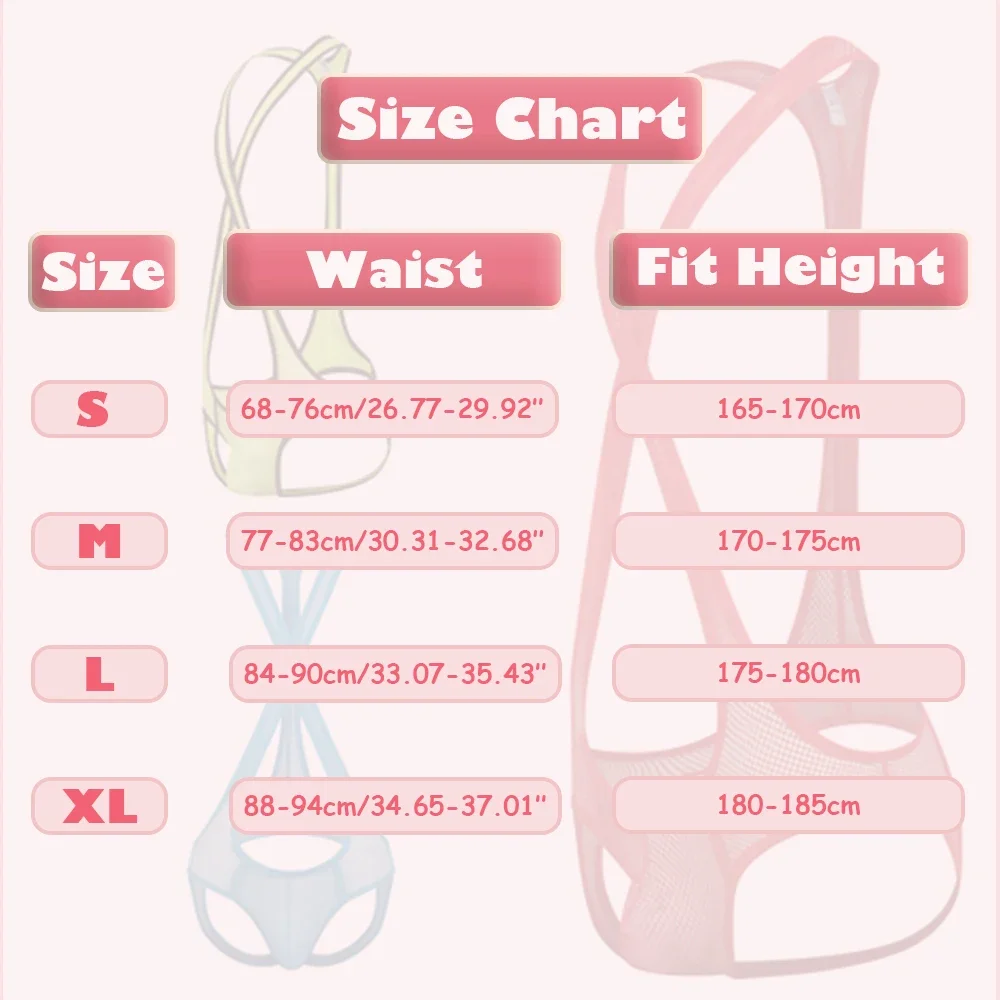 Men Sexy Fishnet Undershirts Open Butt Breathable Mesh Sheer Comfortable Jockstrap Bodysuits Jumpsuit Wrestling Leotard Lingerie