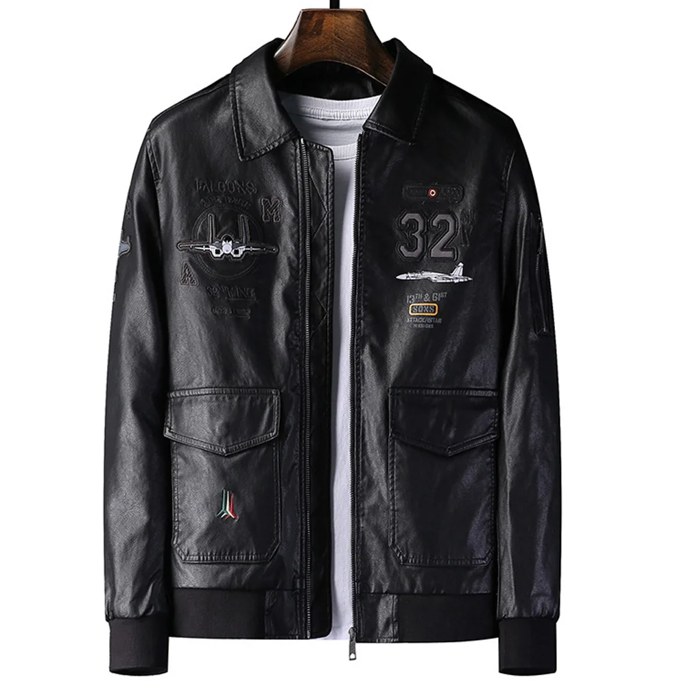 

US Style Bomber 2023 Jackets and Coats For Men Air Force Mans Leather Coat Jacket Embroidered Outer Coats Winter Warm Clothing