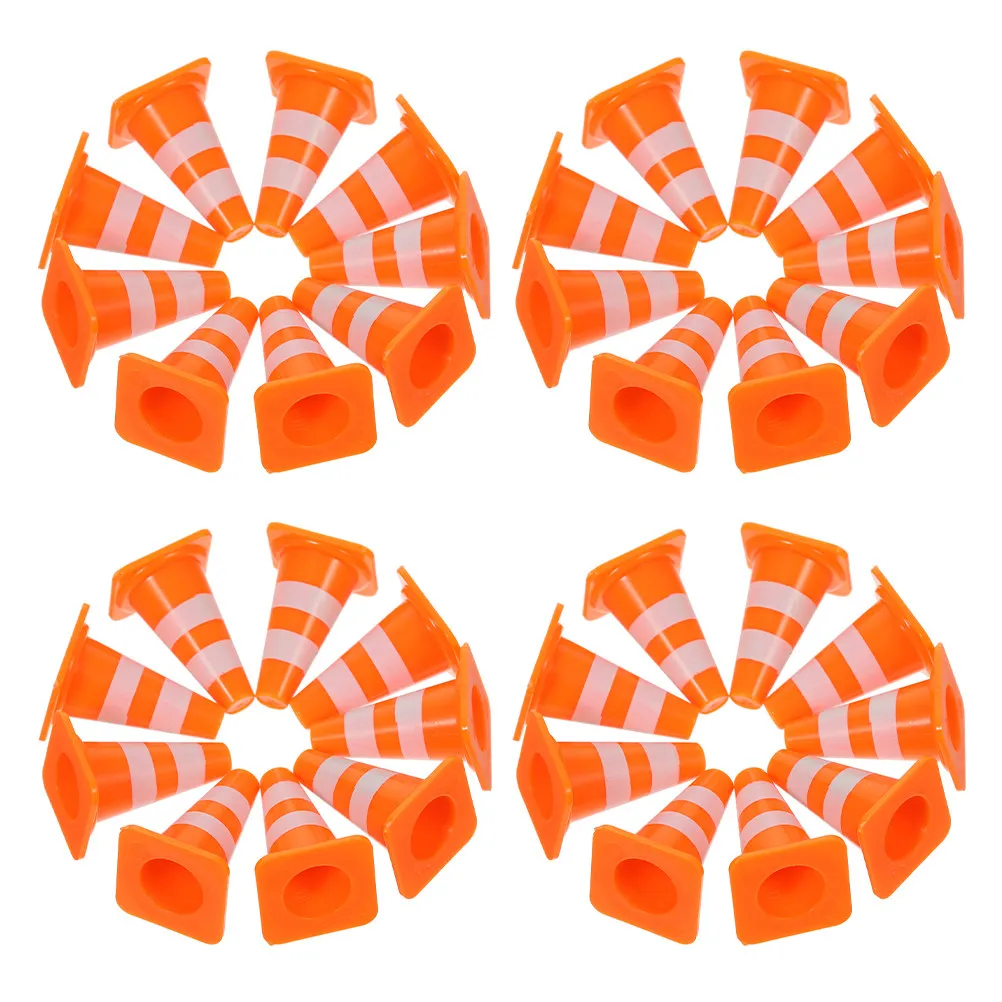 80Pcs Mini Traffic Cones Plastic Road Signs Safety Playset Simulation Scene Props for Kids Traffic Education Mini Cones