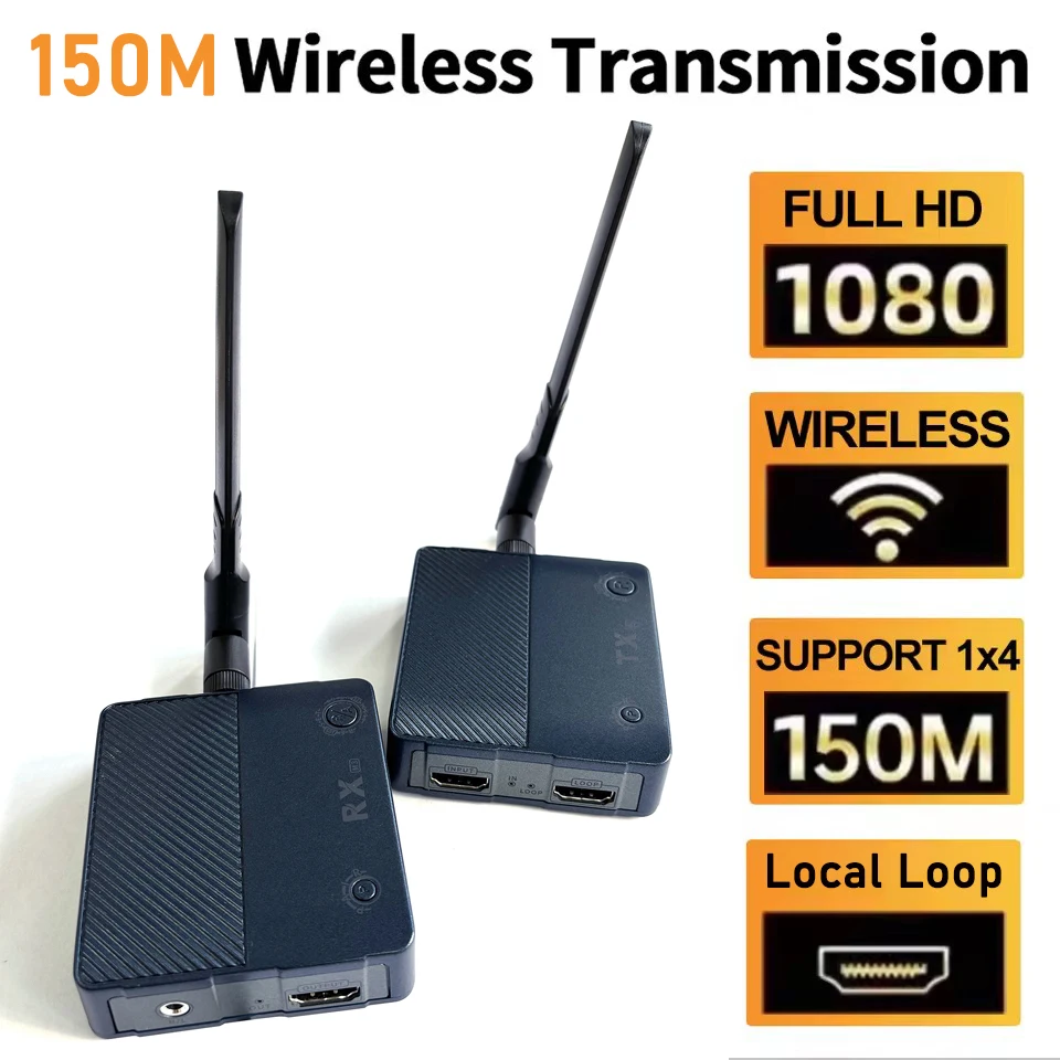 

1080p 4K беспроводной HDMI удлинитель 150 м видеопередатчик и приемник удлинитель сетевого кабеля для камеры, ноутбука, ПК к ТВ-проектору