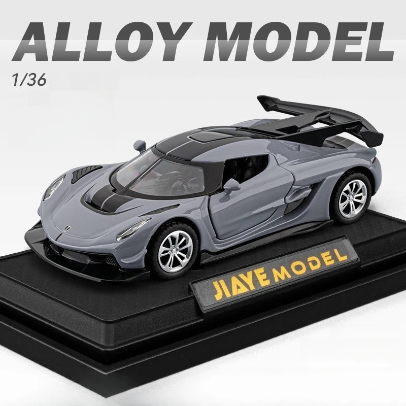 

1:36 Jesko Supercar, высокая имитация литья под давлением, модель автомобиля из металлического сплава, звук, свет, коллекция, детские игрушки, подарки