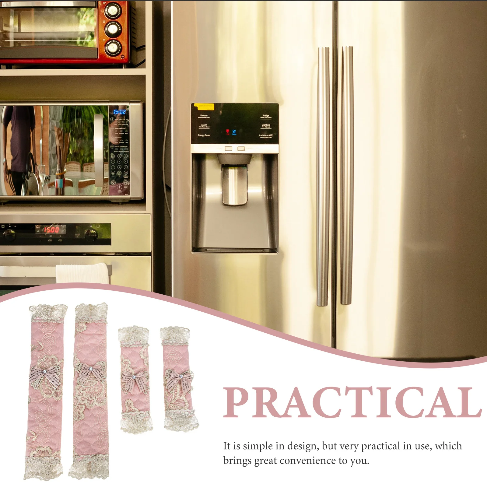 زوجان من أغطية مقبض باب الثلاجة الواقية القابلة للتعديل لغطاء مقبض ثلاجة المطبخ وغسالة الأطباق في الفرن