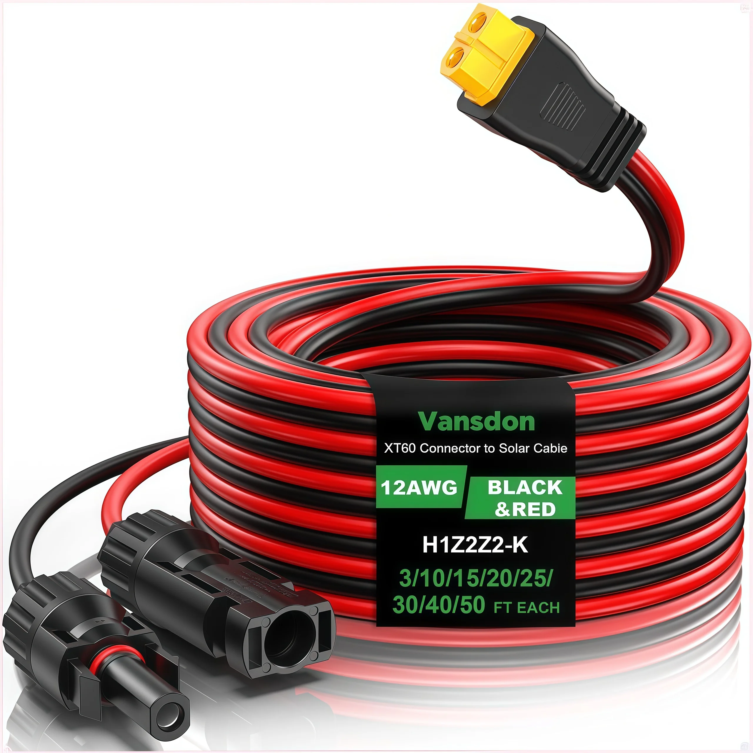 

Solar cable, solar to XT60 cable, 50-foot XT60 charging adapter, suitable for RV power station solar generator