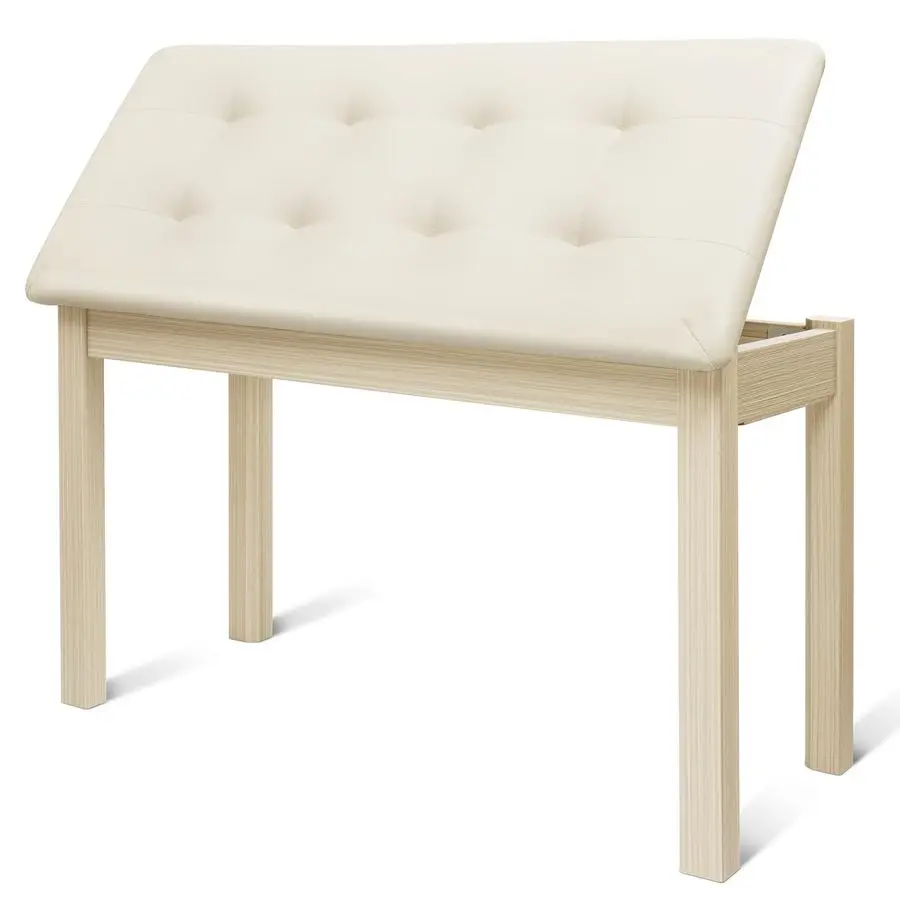 

Piano Bench with Padded Cushion and Storage Solid Wood Keyboard Bench Bookcase Stool Chair Seat Vanity Stool Tufted Wooden Pian
