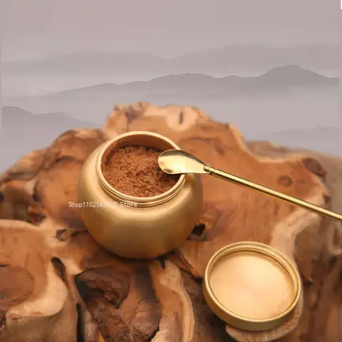 순수 구리 향기 분말 탱크 향기 공급 도구, 실내 밀봉 향기 분말 저장 탱크, 커버 포함, 홈 아트 장식품