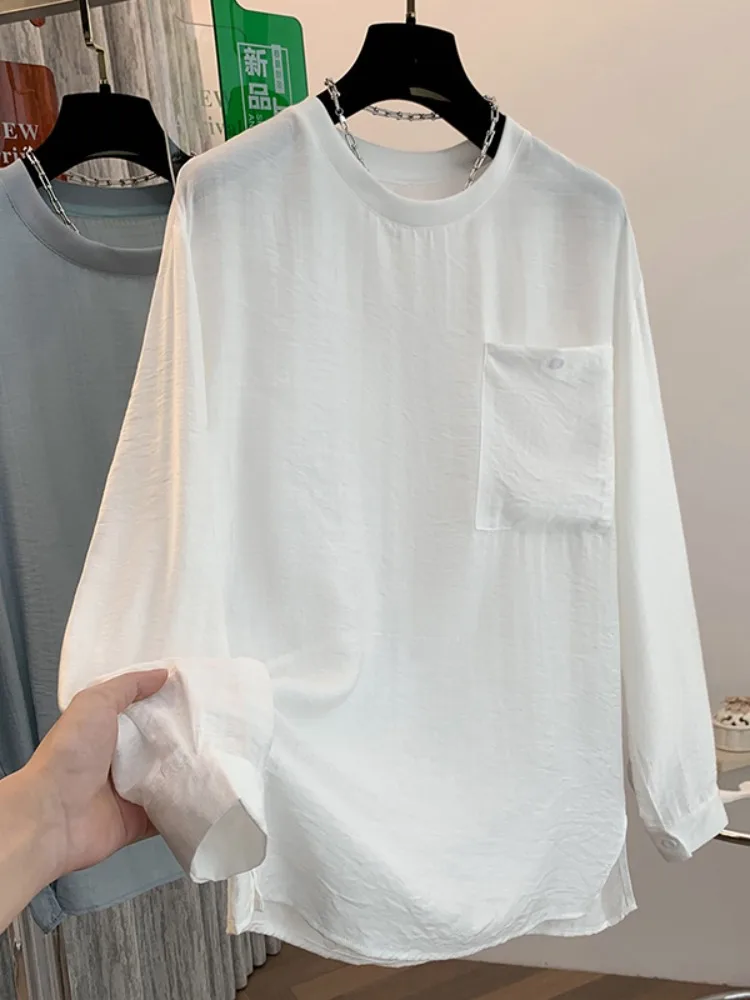 

Ele Long Sve Women's Linen irt Pure Color Base Layer Top Loose Fit Comfortable Breathable Lazy Sle Casual irt