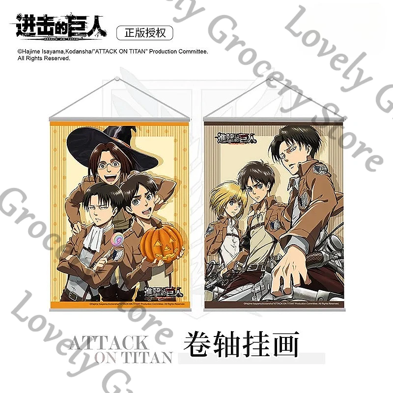 アニメ-エレン・イェーガー-進撃の巨人-レヴィ・アッカーマン-進撃の巨人-コスプレ-壁掛け絵巻-ハロウィン-クリスマス-ギフト