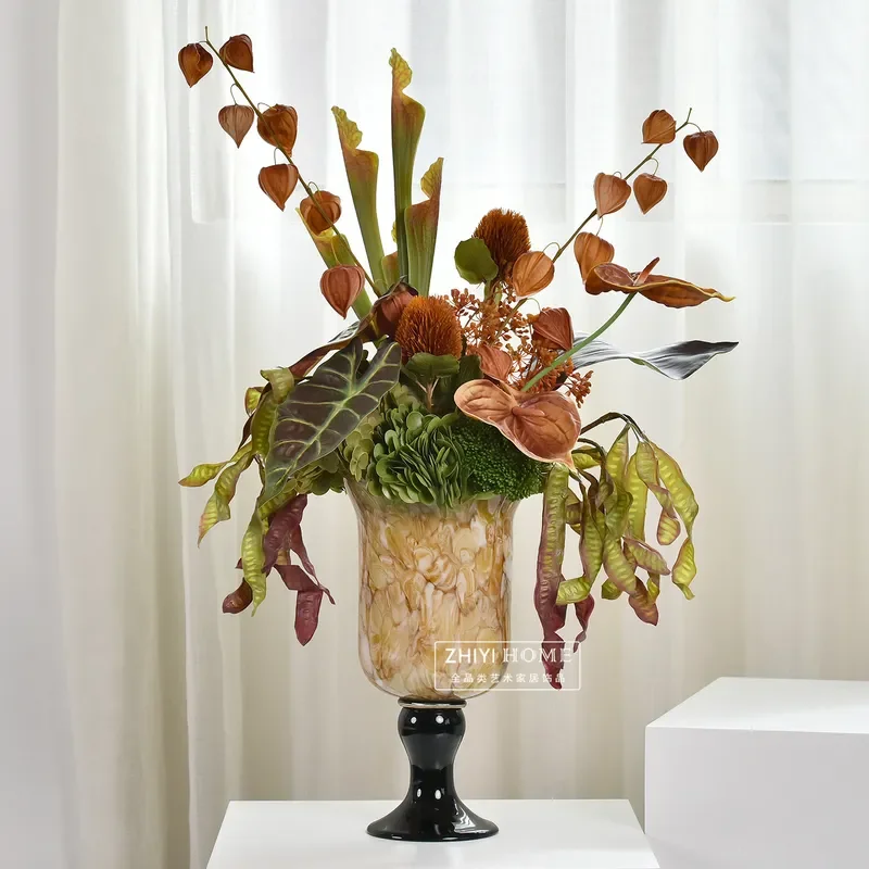 Modern Luxury Artificial Flower Arrangement for Living Room Coffee Table Hotel Front Desk Decor Simple Elegant Home Ornament