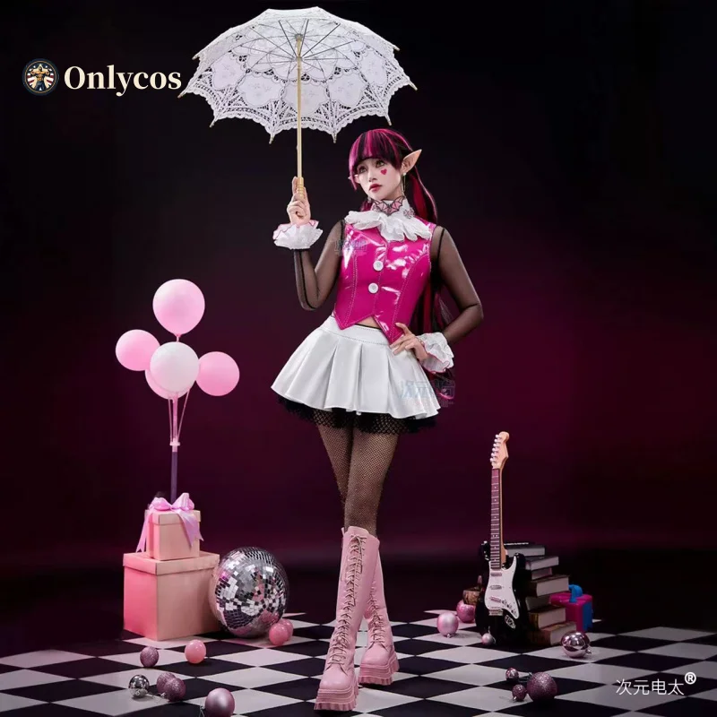 

Monster Draculaura Cosplay Costume School Uniform PU Leather Hallowen Play Role Clothes Clothing Women Onlycos