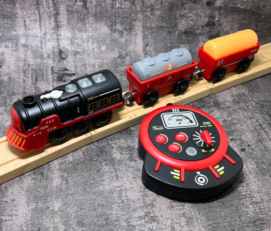 

Детская игрушка с дистанционным управлением, звуковой свет, ретро паровой грузовой поезд, набор поездов, магнитная электрическая дорожка, небольшой поезд, W01