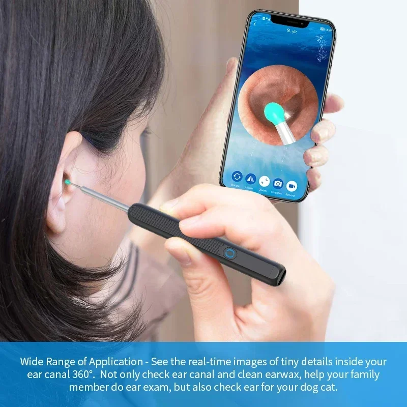 Ear Cleaner High Precision Ear Wax Removal Tool with Camera LED Light Wireless Otoscope Smart Ear Cleaning Kit Cuidado Personal