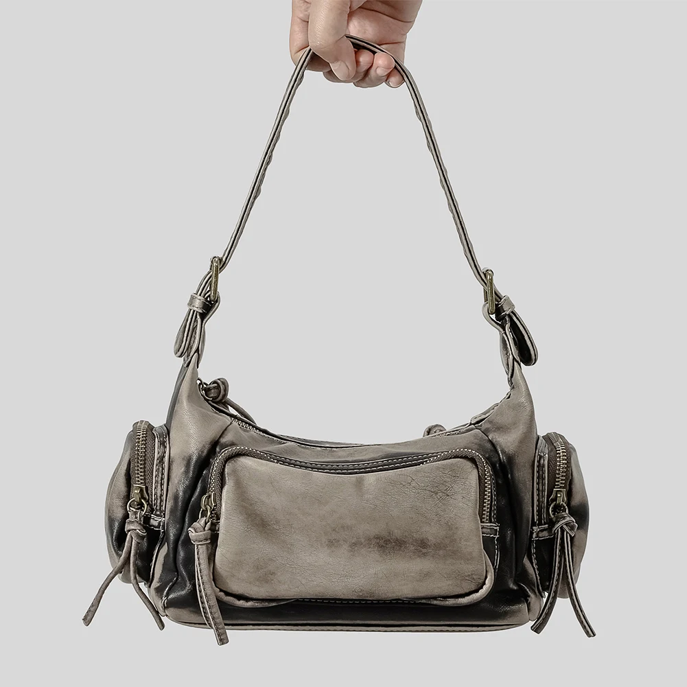 Bolso para axilas Y2K para mujer, bolsa de PU de Color sólido con asa superior, gran capacidad, elegante, Punk, para viaje al aire libre