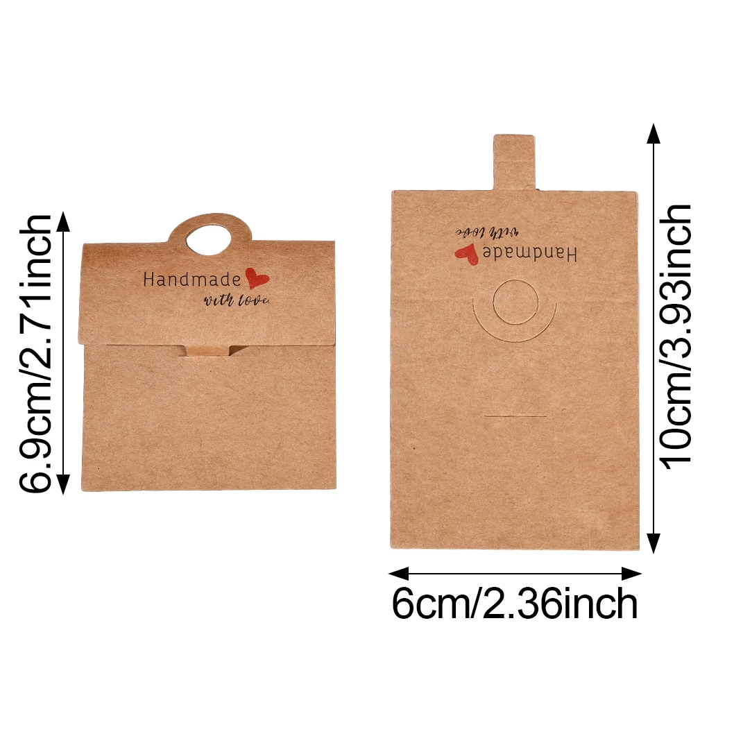 50 Stück Schmuckring-Displaykarten, Kraftpapier und weiße Ring-Displaykarten mit der Aufschrift "Handgemacht", geeignet für Schmuckpräsentationen – Detail 4