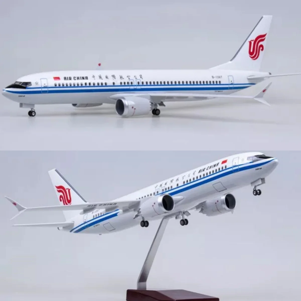 1/85 Scale 47CM Aircraft 737 MAX B737 Air China Airways Die-cast Plastic Resin Aircraft Model With Lights And Landing Gear