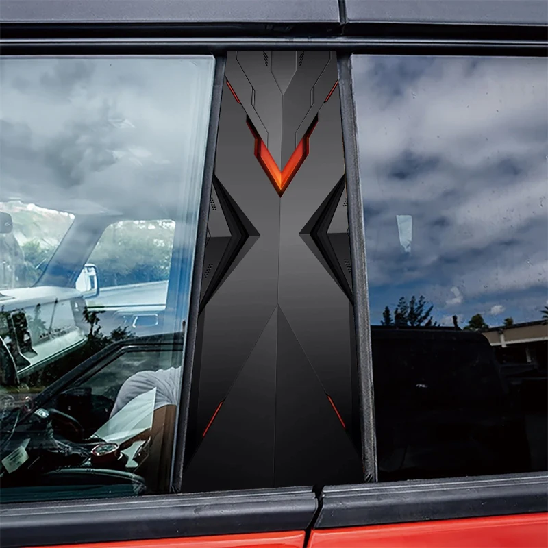 

2 шт. наклеек на центральные стойки автомобиля, защитная пленка с V-образным узором в стиле Mecha, устойчивая к царапинам.