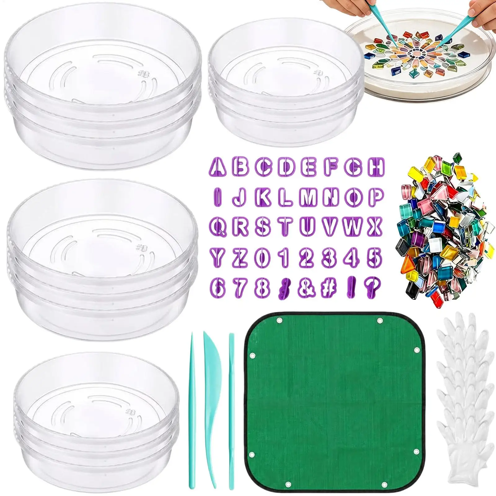Mosaic Number Letter Mold Stepping Stone Molds Set 4 Sizes Number Letter Tiles Decoration Concrete Form Molds For Garden Yard