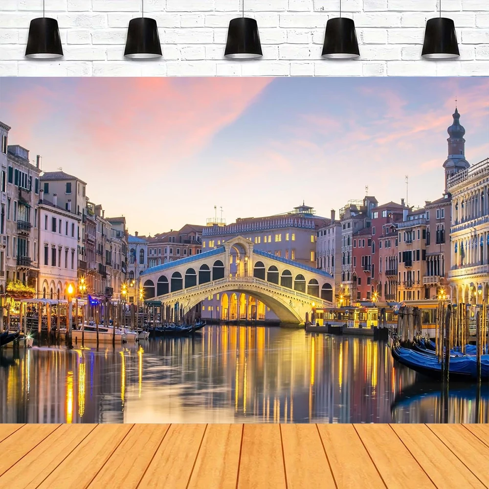 Fondo de fotografía de Venecia Italia góndola cerca de famoso puente de Rialto en Venecia cultura histórica paisaje retrato sesión