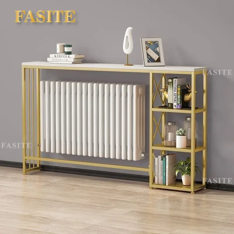 For Living Room Floor to Ceiling Radiator Cover Shelf Wrought Iron Slate Partition Wall Mounted Storage Rack Home Decor