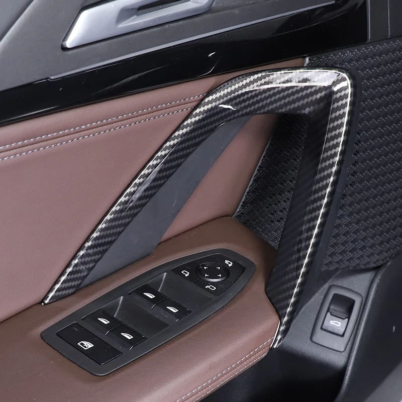 For BMW X1 U11 2023-2024 ABS Carbon Fiber Car Inner Door Handle Frame Armrest Cover Panel Molding Trim Strip Auto Accessories