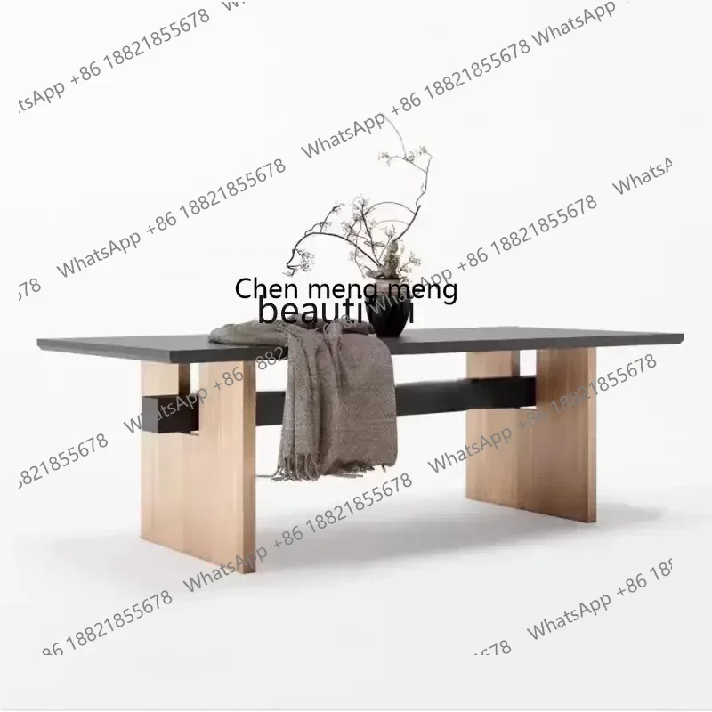 ss7486 Medieval household solid wood long table workbench log large board table dining table pure solid wood New Light Luxury