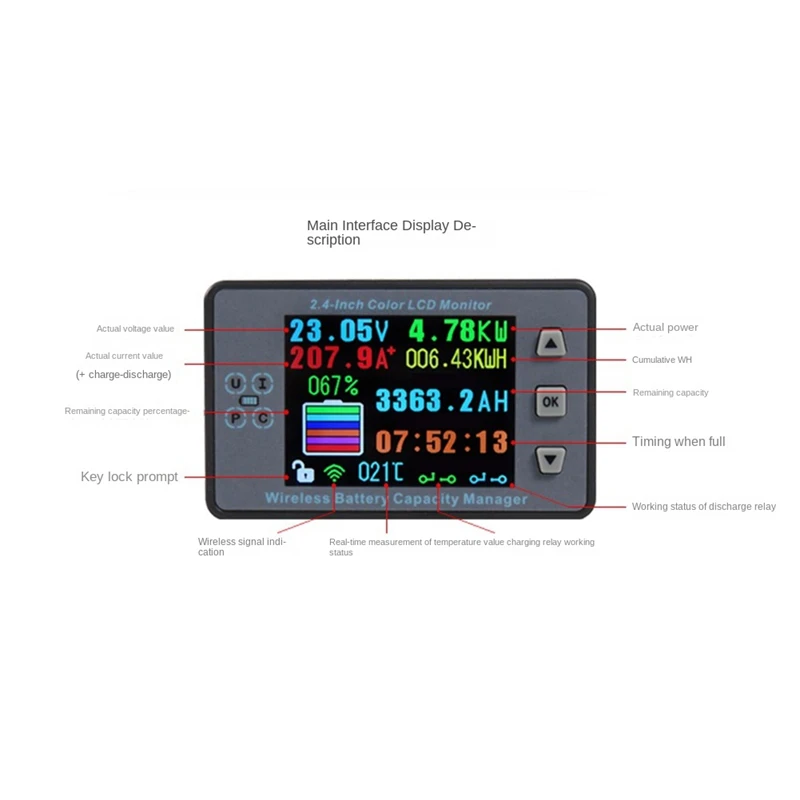 VAC8810F 2.4 Inch Wireless Voltage Meter+Measurement Box+Case Coulometer Capacity Power Detector 120V 100A Monitor Accessories