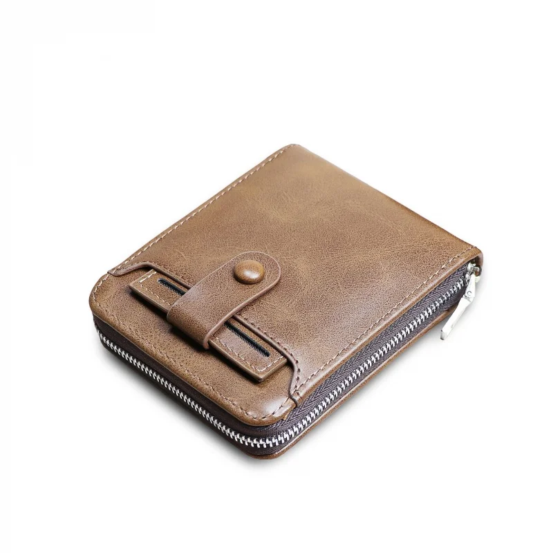 Dompet koin แฟชั่นกระเป๋าสตางค์ใบสั้นวินเทจของผู้ชายแบบอเนกประสงค์กระเป๋าเงินผู้ชายหนัง PU ซองใส่บัตรความจุมาก