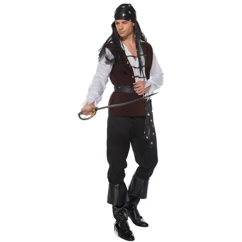 Halloween Men Cosplay Pirate Costumes Carnival Party Pirate Stage Performance Uniform