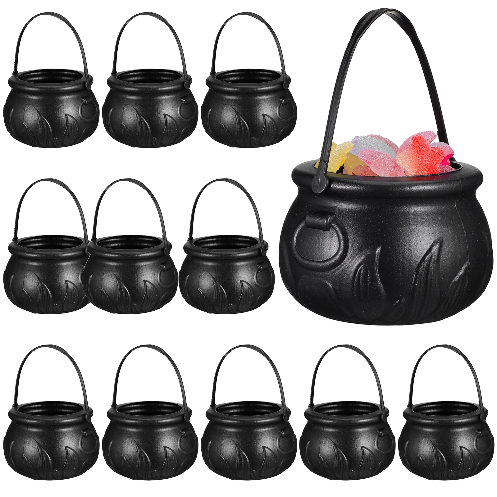 

12Pcs Halloween Pumpkin Bucket Witch Candy Holder PVC Lightweight Simple Pattern Party Decor Bucket