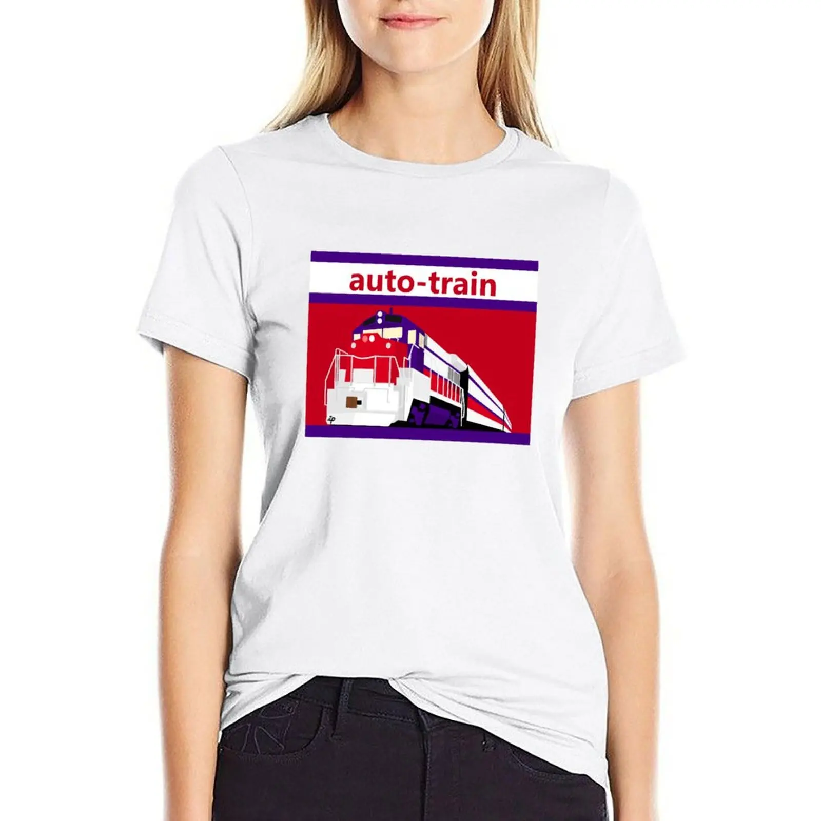 

auto-train T-shirt Short sleeve tee kawaii clothes Woman T-shirts