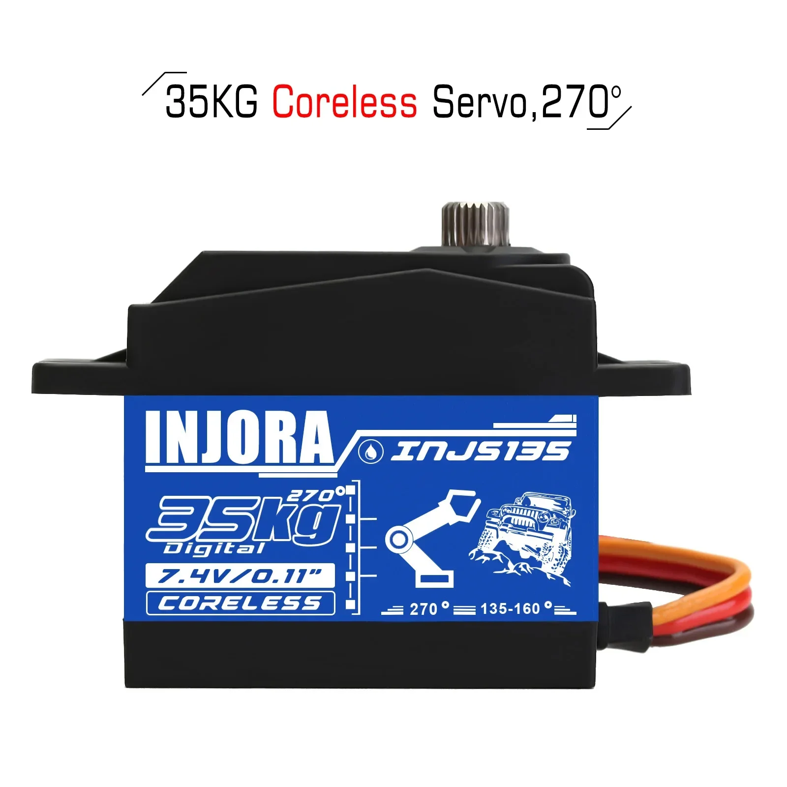 INJORA INJS135 35KG Waterproof Large Torque Digital Coreless Servo for RC Car Crawler Truck SCX10 TRX4 Robot Model (270 degrees)