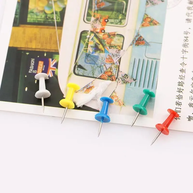 I-Shape Map Pins 58 pcs, Sharp Steel Pin Point, Easy Finger Push Grip, for DIY Craft Display, Multipurpose