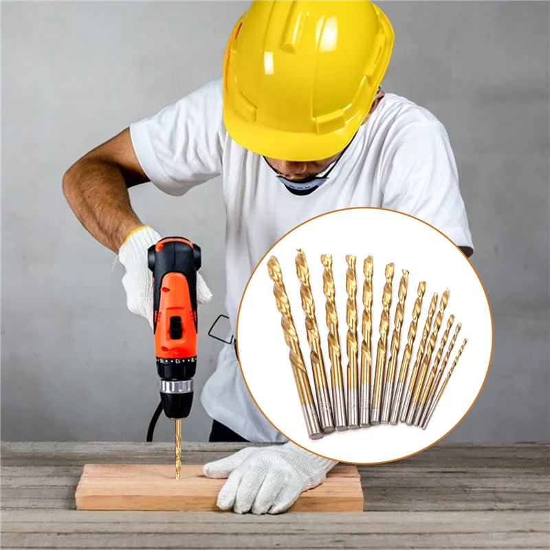 

AT43-13Pcs Left Handed Drill Bit Set Extractor Drill Bits For Metal Power Tools Accessories With Titanium Nitride Coating