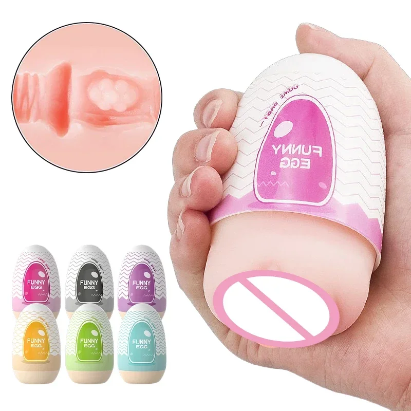 Mini Portable Egg Realistic Vagina Beginner Soft Masturbation Cup Penis Massager Stimulator Sex Toys for Man