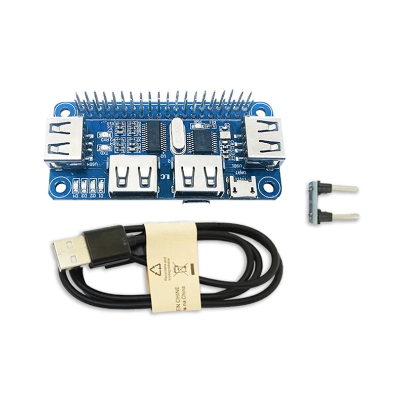 DN-4 Ports USB HUB HAT For Raspberry Pi Zero/Zero W/3B/3B+ Extension Board USB To UART For Serial Debugging HUB