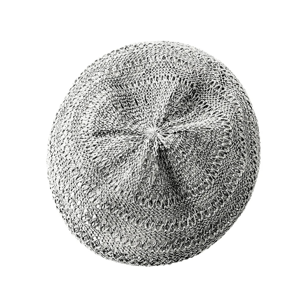 

Straw Beret Hats Woven Travel Summer Khaki Cap Vintage Grey Women Vacation Hat Cotton Linen Material Spring Summer