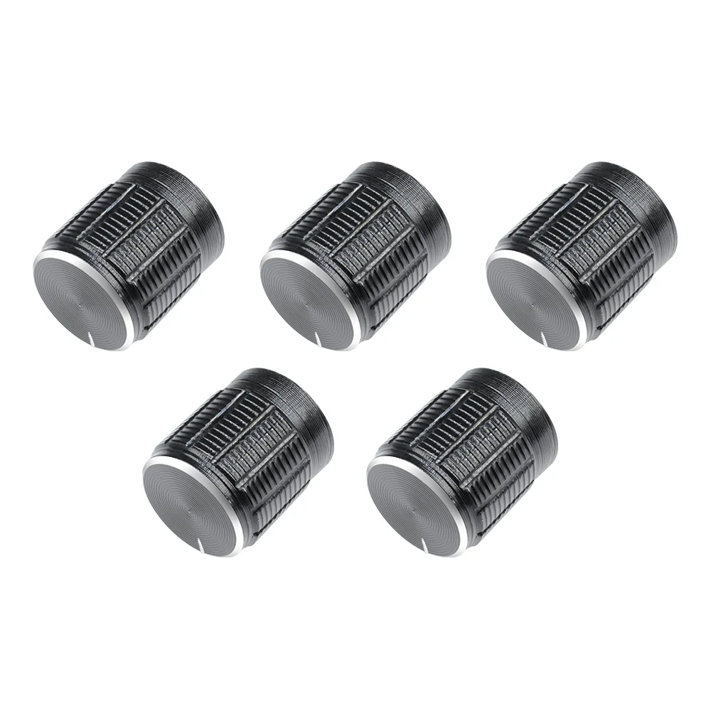 5PCS Dia 6mm Knurled Shaft Insert Potentiometer Control Black Metal Knobs Switch Knob 15mm Dia. x 16.5mm Height