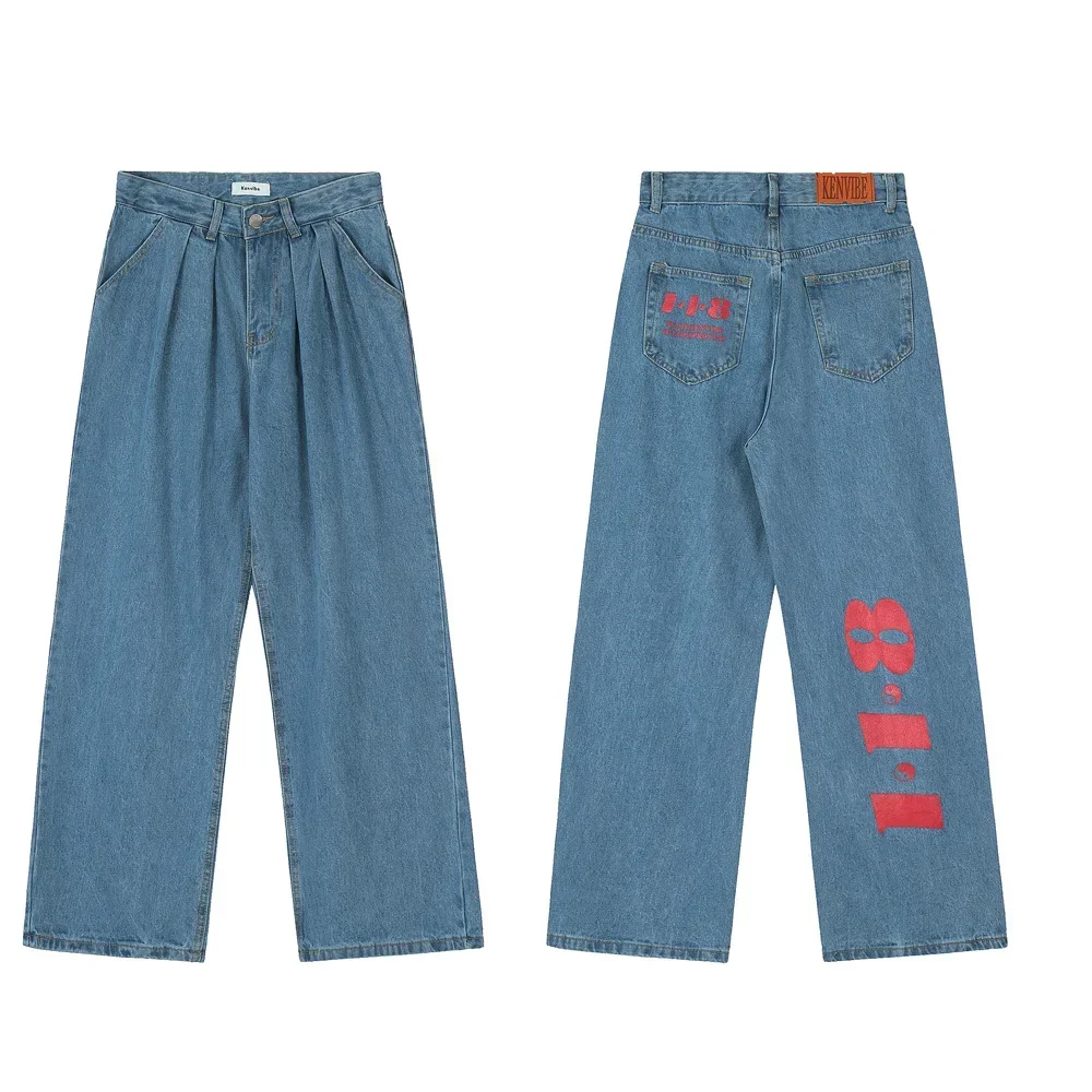 Jeans Print Baggy Streetwear Oversized Hip Hop Straight-leg Loose Unisex Pantalones Fashion Denim Pants High Street Trousers Men