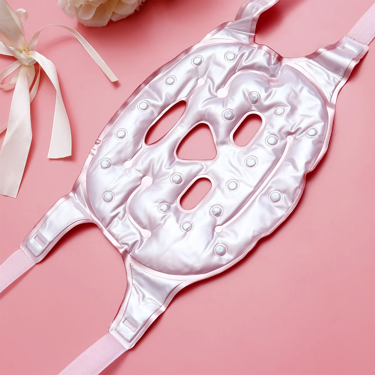 

Cold Facial for Women Red Anti-Wrinkle Moisturizing Face Pad with Tourmaline Full Coverage Cooling Heating Therapy Skin