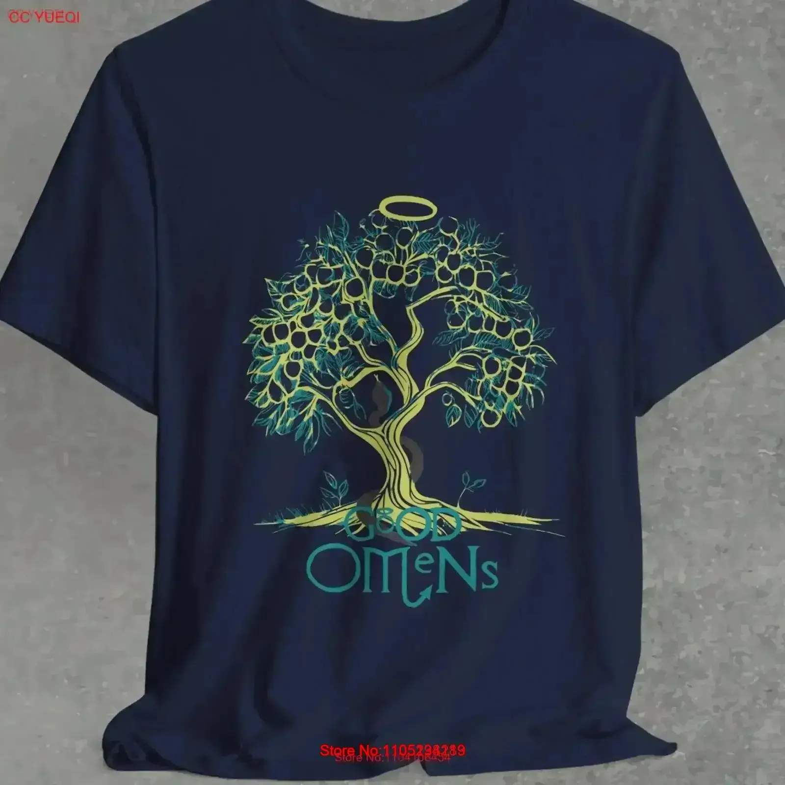 

Good Omens T Shirt Tree of Knowledge Doodle Aziraphale And Crowley Sweater Comic Con Fandom Jersey vintage Washed fashion