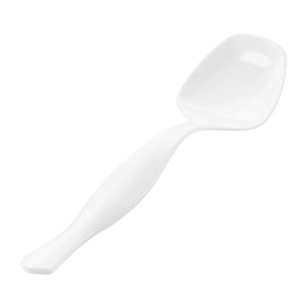 

-Cater Tek 8 H Serving Spoons, 100 Disposable Spoons For Catering - Ergonomic Handle, Heavy-Duty, White Plastic Food Spoons,