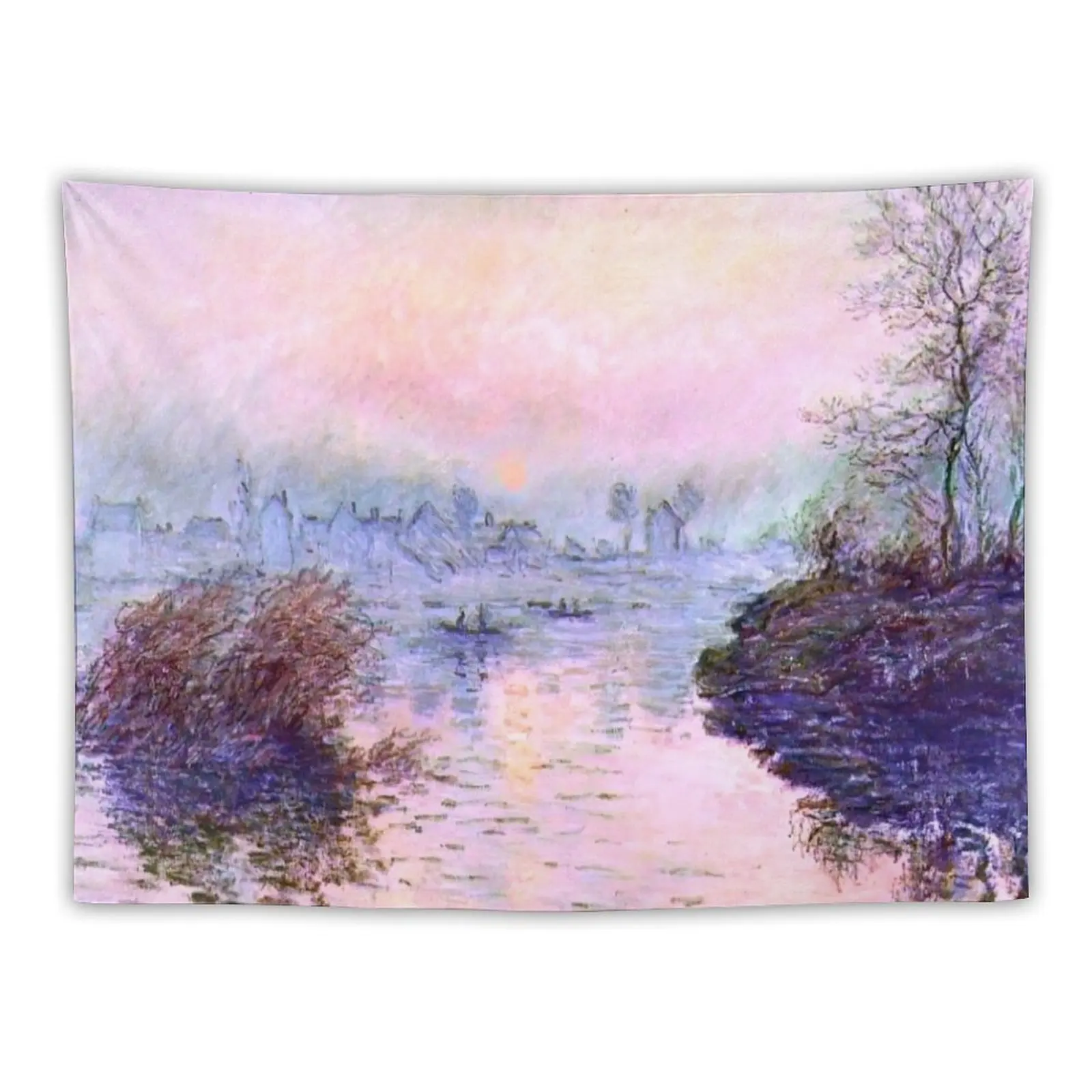 Sunset on the Seine at Lavacourt Claude Monet's Roseate Sunset Tapestry Wall Hanging Wall Room Decorations Tapestry