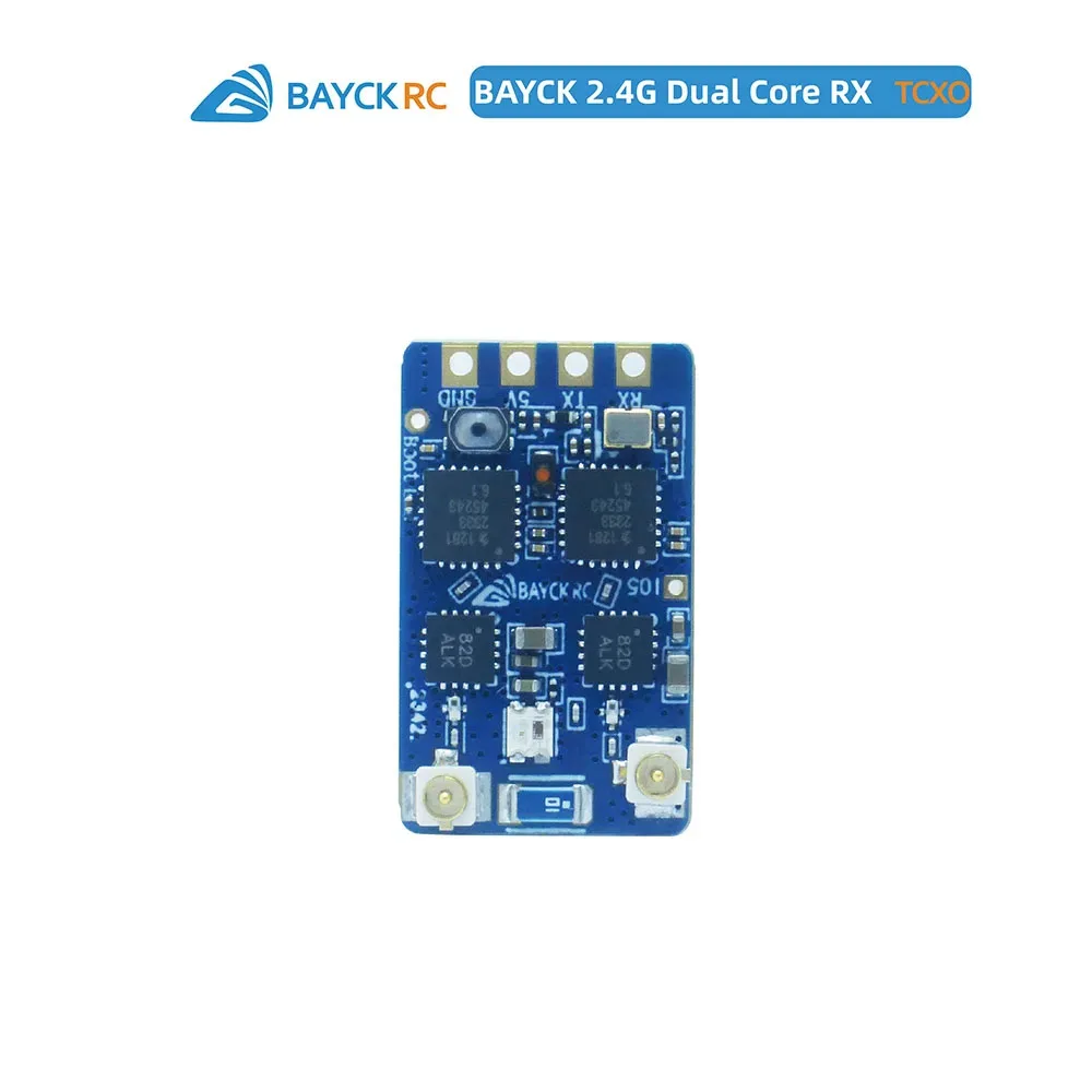 BAYCK Ricevitore dual-core ELRS 2.4G, ExpressLRS RX con doppi antenne di tipo T da 90/150 mm, ideale per droni FPV Freestyle e Racing